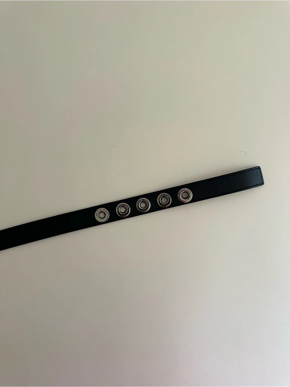 Michael Kors black leather Silver Eyelet belt